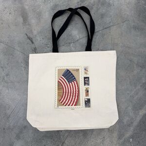 VTG UNITES STATES POSTAL SERVICES (USPS) America Flag Stamp Canvas Tote Bag